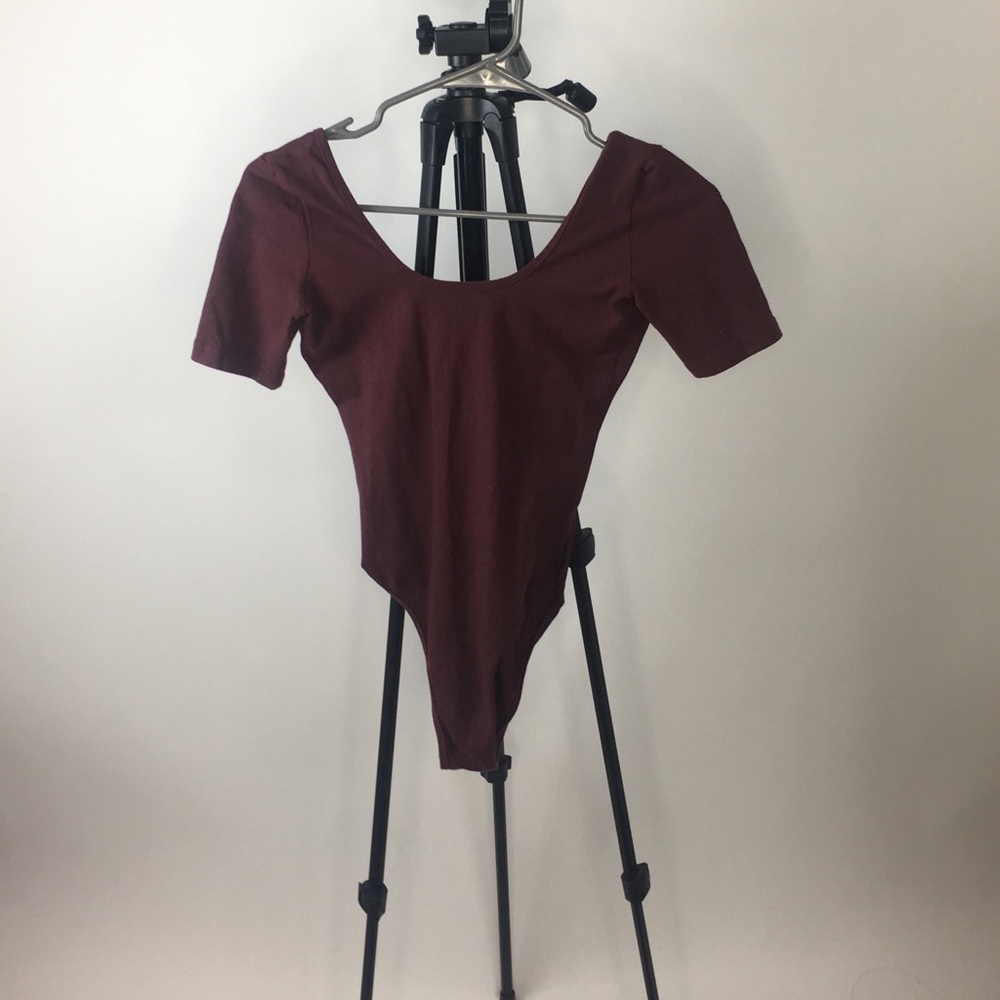 Cotton Spandex Short Sleeve Back Bodysuit MED